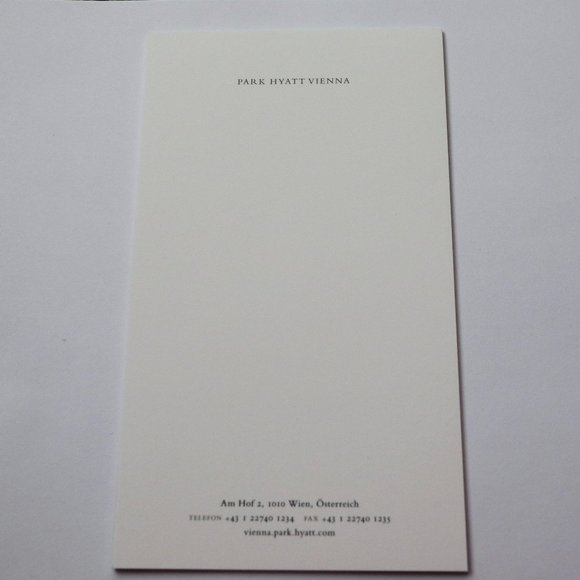 Park Hyatt Vienna Luxury Hotel Notepad Note Pad Stationary 7" x 4" Austria New - Picture 1 of 1